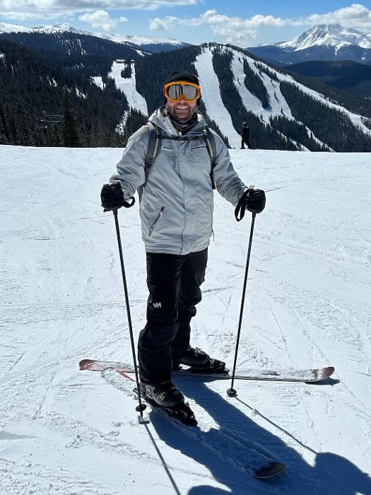 Dr. Chris Mohr during a skiing trip